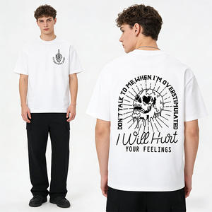 T-shirt surdimensionné pour homme |   Haut streetwear avec motif crâne fondu humoristique « Don't Talk to Me When » en coton doux - Product Image 1