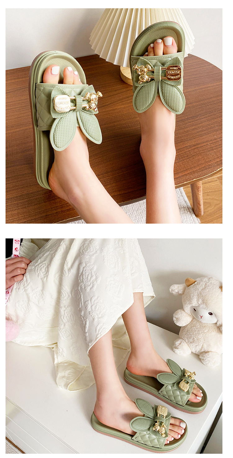 Rabbit Slippers Female Fashion Flat Thick Sole Anti-slip Sandals Women Casual Shoes