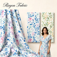 Tissu en rayonne à imprimé numérique floral bohème personnalisé, 100 % viscose, tissé, pour robe d'été et jupe