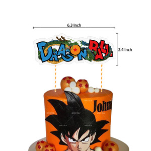Decoración de dibujos animados regalo dragón <span class=keywords><strong>Goku</strong></span> Vegeta Buu Banner Cake Topper banderas Feliz cumpleaños niños juguetes Anime fiesta globos - Product Image 3