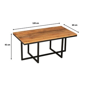 โต๊ะกาแฟทรงสี่เหลี่ยมผืนผ้าสไตล์ร่วมสมัยของแอ็กเซล |   ท็อปไม้ธรรมชาติและฐานเหล็ก | โต๊ะทันสมัยสำหรับห้องนั่งเล่น เฟอร์นิเจอร์บ้านและสำนักงาน - Product Image 2