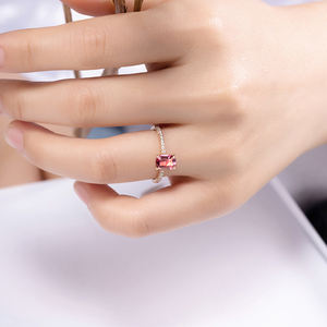 सरल प्राकृतिक गुलाबी टूमलाइन फैशन गहने तकिया असली 18k सोने की हीरे की अंगूठी के लिए वादा शादी की अंगूठी महिलाओं के गहने - Product Image 5