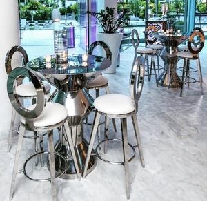 Tabourets de bar de mariage en métal <span class=keywords><strong>doré</strong></span> de luxe avec coussin de siège - Product Image 4