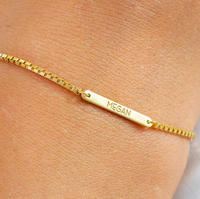 Bracelet personnalisé en or 18 carats plaqué or, bracelet en acier inoxydable PVD, bijoux tendance, mini bracelet avec chaîne à maillons