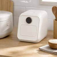 Conteneur de stockage de riz en PP de qualité alimentaire avec couvercle à ouverture automatique, hermétique, résistant à l'humidité, seau à céréales pour la cuisine, blanc crème