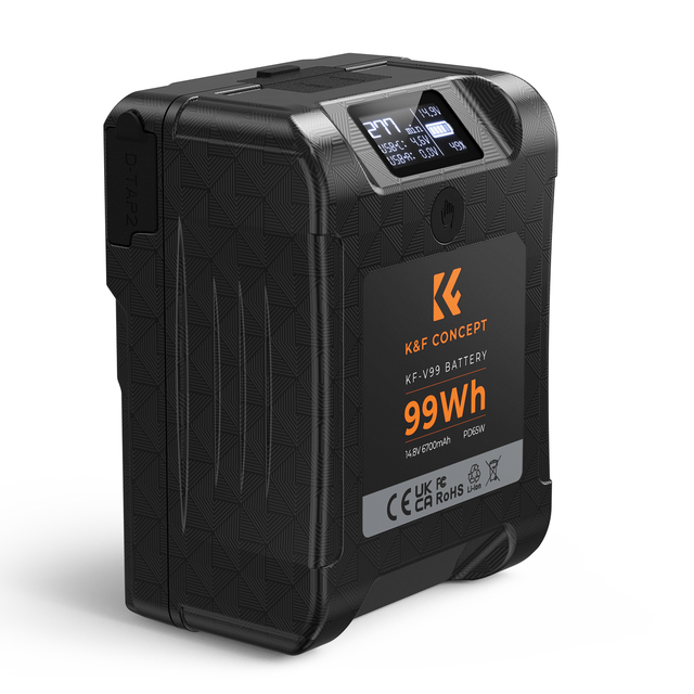 K&F Concept 99Wh Mini V-Mount Battery, 6700mAh 14.8V Support 65W PD USB-C Fast Charger for Cameras and Camcorders