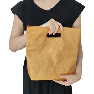 รีไซเคิลทนทานทนทานกันน้ำเป็นมิตรกับสิ่งแวดล้อมกระเป๋าโท้ทแบบเจาะกระดาษคราฟท์ดูปองท์มีซับในโพลีเอสเตอร์ - Product Image 1