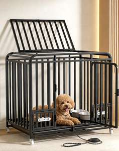 Gabbie per Cani Extra Large per Interni ed Esterni, Chiusura a Bottone, Tubi Spessi, Rete Saldata, Separazione Toilette, per Cani da Caccia e Gatti - Product Image 1