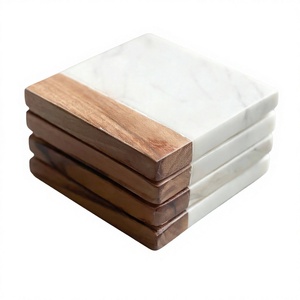Posavasos Cuadrado de Madera y Mármol Hecho a Mano, Protector de Mesa Resistente al Calor, Grosor Personalizado, Antiescaldaduras, Decoración para Comedor, Precio al por Mayor - Product Image 2