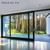 Porte coulissante en verre pour patio en aluminium imperméable personnalisée Rogenilan, porte coulissante extérieure à vitrage Low-e pour maisons
