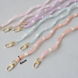 REWIN 2024 New 8mm Bent Acrylic Pipe Beads Purse Chain Phone Case Hanger Women Bag Accessories for Handbag Handle