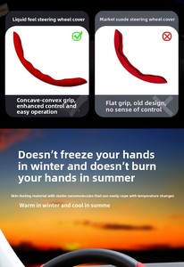 Housse de <span class=keywords><strong>volant</strong></span> de <span class=keywords><strong>voiture</strong></span> universelle TT Sports antidérapante à 4 branches en cuir artificiel ultra-mince effet liquide absorbant la transpiration - Product Image 6