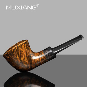 Muxiang Dublin Briar Wood Pipe Straight Type Gold Glossy Surface Tobacco Pipe For Men Smoking - Product Image 1