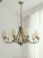 Lustre de style américain, lustre en cristal avec base en cuivre, pour salon, salle à manger, hôtel, personnalisable.