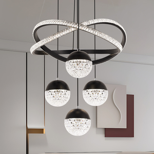 Lustres en aluminium et acrylique à LED dorés à 3 couleurs, dimmables, pour îlot de cuisine, luminaires suspendus modernes, stock US - Product Image 1