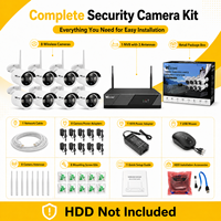 Sistema de Vigilancia Inalámbrico Wistino 8CH 6MP NVR, Kit Inteligente para el Hogar, Alerta de Movimiento, Visión Nocturna en Color, Sistema de Seguridad CCTV para Tiendas