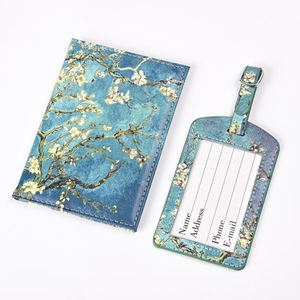 Ensemble de porte-passeport et d'étiquettes de bagages en cuir PU personnalisable, style tendance, sans fermeture - Product Image 1
