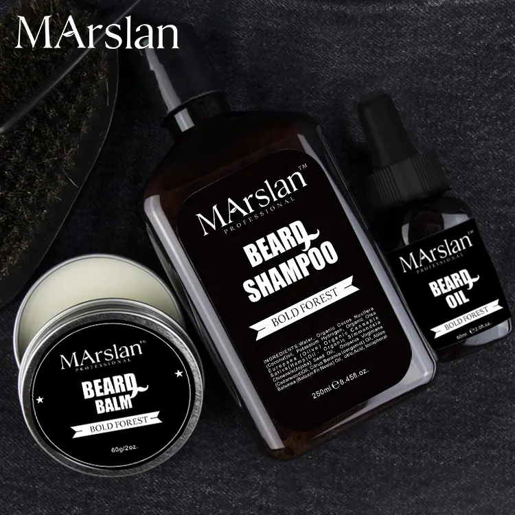 Set regalo per la cura della barba con etichetta privata balsamo per la barba naturale Shampoo Kit per la cura della barba