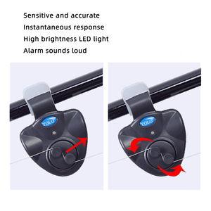 Set di Allarmi Elettronici Neri <span class=keywords><strong>per</strong></span> Pesca in Mare con Luce LED Stagionale, Suono di Avviso e Campanello con Clip <span class=keywords><strong>per</strong></span> Pesca alla Carpa - Product Image 6