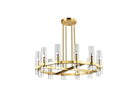 Lustre suspendu LED moderne de luxe nordique, réglable en hauteur, multi-lumières, à intensité variable, avec cadre en cuivre rond et abat-jour en verre