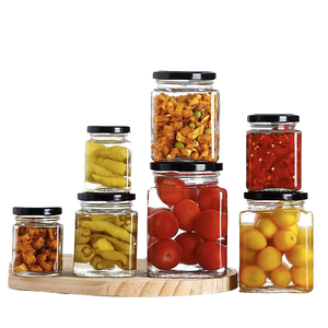 Wholesale Clear Square Glass <b>Jar</b> Black Metal Screw Lid 100ml 200ml 380ml 500ml 750ml Empty Food Storage <b>Jar</b> <b>for</b> <b>Jam</b> Honey Pickl - Product Image 1
