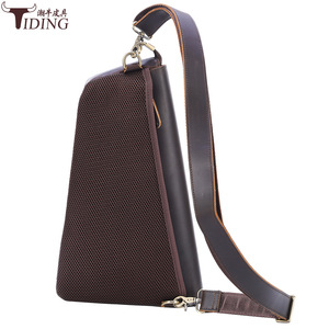 Tiding Men's Chest <b>Bag</b> Genuine Leather Dark Brown Crossbody <b>Bag</b> Durable Spring 2025 - Product Image 4