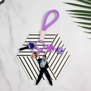 Llavero de acrílico con foto digital de ídolos KPOP JIMIN TAEHYUNG <span class=keywords><strong>JIN</strong></span>, colgante de cuerda con campana colorida, JUNGKOOK SUGA J-HOPE RM, para fans de la moda - Product Image 6