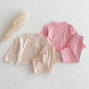 D2211 Lang AI Nouvelle Collection Printemps – Ensemble Décontracté Deux Pièces pour Bébé <span class=keywords><strong>Fille</strong></span> – Tenue Tricotée Respirante Style Princesse pour la Maison - Product Image 2