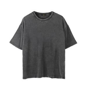 Camiseta Corta Cuadrada de Estilo Urbano Personalizada al por Mayor de <span class=keywords><strong>Charlo</strong></span>, Fabricante de Camisetas de Manga Corta Negras Vintage con Lavado Ácido para Hombre - Product Image 2