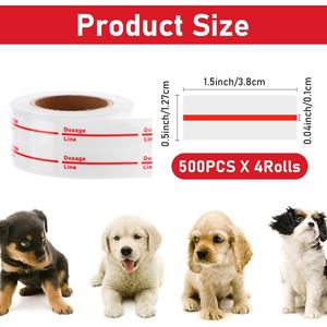 Autocollants pour seringues, marquage de dosage, étiquettes transparentes, ligne indicatrice rouge, étiquettes de <span class=keywords><strong>pharmacie</strong></span> pour médicaments vétérinaires et pharmaceutiques - Product Image 2