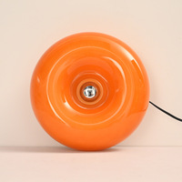 Lampe de table moderne Bauhaus Donut, tactile, 3 couleurs, variateur d'intensité, lumière de chevet chaude, design rétro en verre orange, décoration de chambre à coucher