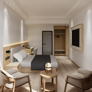 Juego de Muebles Modernos para Dormitorio de Hotel Cinco Estrellas, Panel de Madera Sólida, Personalizado, Directo de Fábrica, para Sala de Estar y Dormitorio, Duradero - Product Image 3