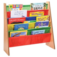 Étagère à livres personnalisable pour tout-petits Organisateur 5 étagères multicolores en tissu de nylon Rangement en bois pour enfants Porte-revues