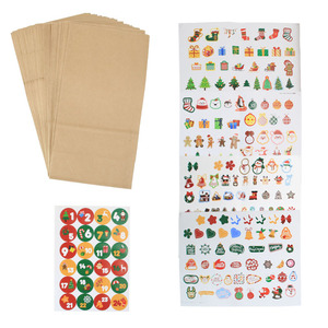 Brown Holiday Paper DIY Gift <strong>Bags</strong> with 120PCS Christmas <strong>Stickers</strong> for Xmas Themed <strong>Party</strong> Favors Supplies Christmas Kraft Treat B - Product Image 6