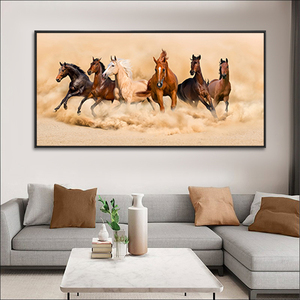 Trang trí văn phòng lớn vastu Mặt Trời Mọc Áp phích hiện đại vải in Chạy bức tranh động vật <span class=keywords><strong>7</strong></span> con ngựa tường nghệ thuật - Product Image 5
