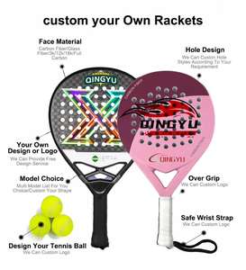Raquettes de <span class=keywords><strong>padel</strong></span> en diamant personnalisées, en fibre de carbone 18K, portables, légères, raquettes de tennis avec poignée en carbone - Product Image 2