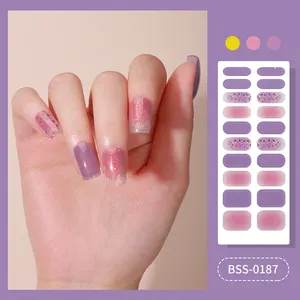 Wholesale Custom Tickers Solid 3d Uv Gel Nail Art Polish Wrap Strips 2023 Lamp Semi Cured Nail Sticker With Design Logo