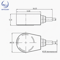 Accéléromètre miniature IEPE série B SSR avec câble intégré en titane 50mV/g, fixation adhésive 1,5g pour test de circuits imprimés modaux