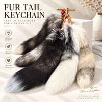 Porte-clés queue de renard en fausse fourrure moelleuse avec mousqueton, accessoire de costume pour cosplay therian et Halloween, vente en gros, cadeaux de fêtes, idées cadeaux