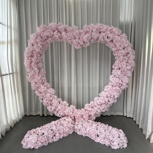 Arco de Corazón de Seda T-HFA130 de 8x8 pies con Flores, Arco de Corazón de Flores Rojas al por Mayor, Arco de Flores de Rosas de Lujo para Decoración de Bodas - Product Image 5