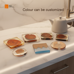 Posavasos Cuadrado de Resina y Pino, Diseño Moderno Vintage, Hecho a Mano, Antideslizante, Aislante, Ecológico, Resistente al Calor, para Tazas de Té, Decoración Única para el Hogar - Product Image 2