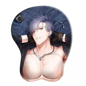 ホット販売カスタム漫画男性デザイン3Dシリコンおっぱいマウスパッド乳房リストレスト付き