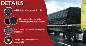 Bâche en acier robuste personnalisée de 16 x 20 pieds, 18 oz, avec bords renforcés, anneaux en D et œillets - Product Image 3