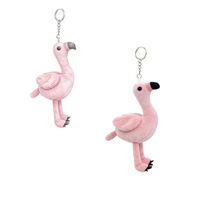 Porte-clés flamant rose mignon en peluche, breloque de sac réaliste, poupée douce en forme d'oiseau, accessoire ludique et fonctionnel pour sac à dos, cadeaux en peluche abordables
