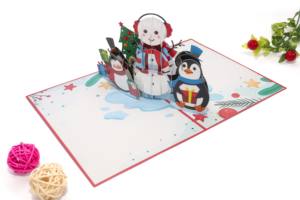 Artesanía 3D Tarjeta emergente de Navidad con sobre Tarjetas de felicitación de vacaciones únicas para Navidad - Product Image 4