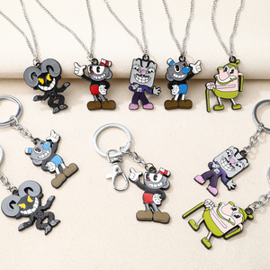 10 Llaveros y Collares Metálicos de Alta Calidad con Diseño de <span class=keywords><strong>Cuphead</strong></span>, para Mochilas - Product Image 1