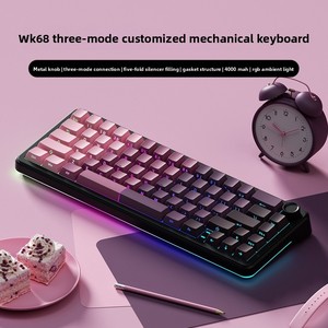Weika wk68 customized three-mode RGB mechanical keyboard gasket wireless 2.4G hot-swappable notebook - Product Image 1