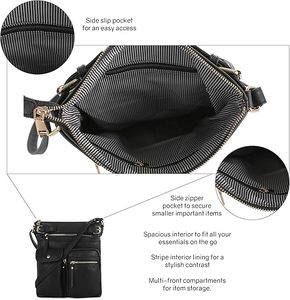 Borsa a tracolla impermeabile in morbida pelle con chiusura a cerniera a due cinghie - Product Image 4