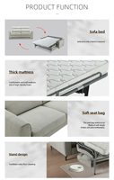 Canapé-lit convertible moderne en tissu 3 places, gain de place, pour salon et hôtel, double usage, pliable