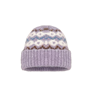 Logo personalizzato Y2K caldo ribaltabile su Fair Island cappello lavorato a maglia fagioli stampati con stampa Jacquard completo produttore di berretti diretti - Product Image 4